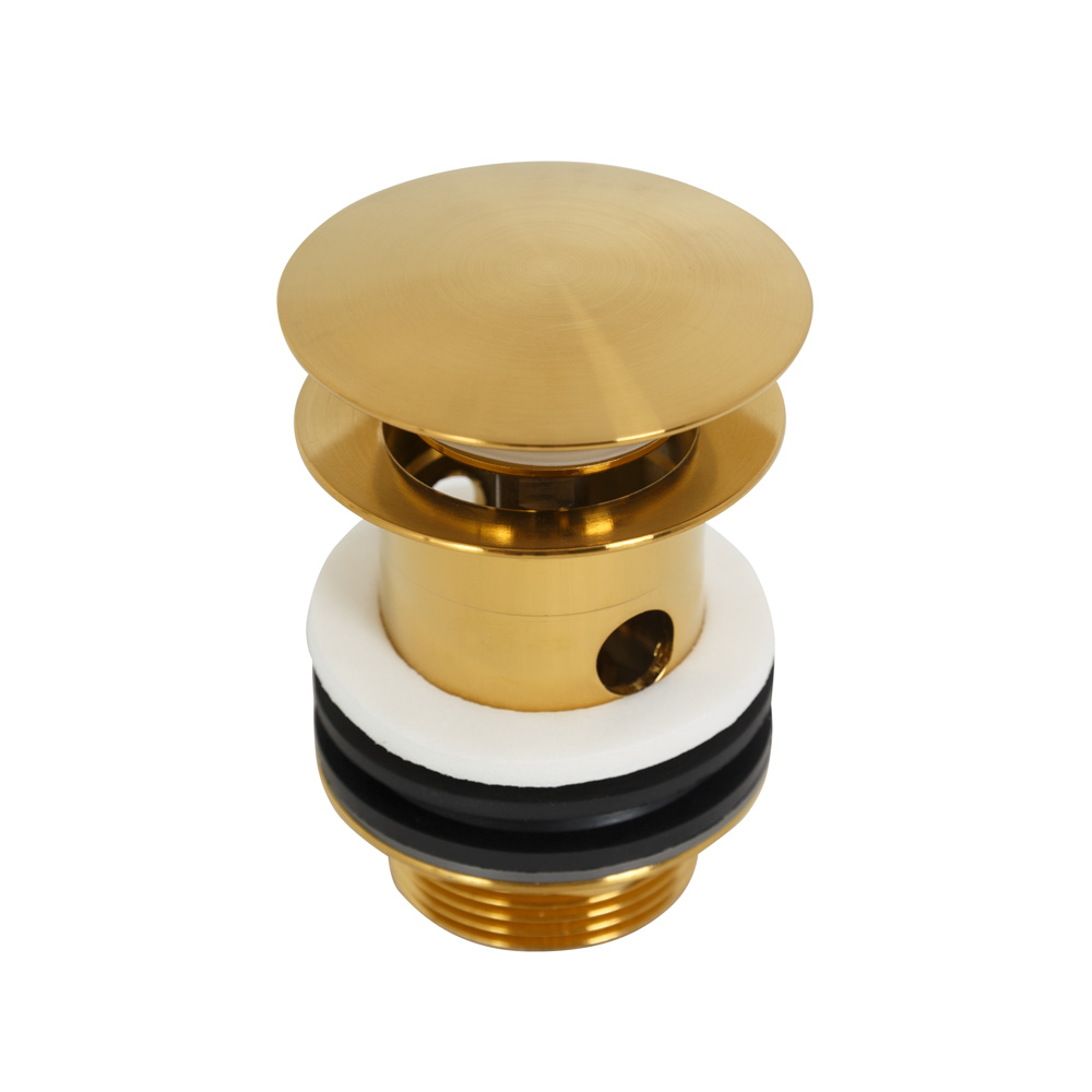 Донный клапан для раковины Cezares Eco ECO-SAT-BORO с переливом, брашированное золото