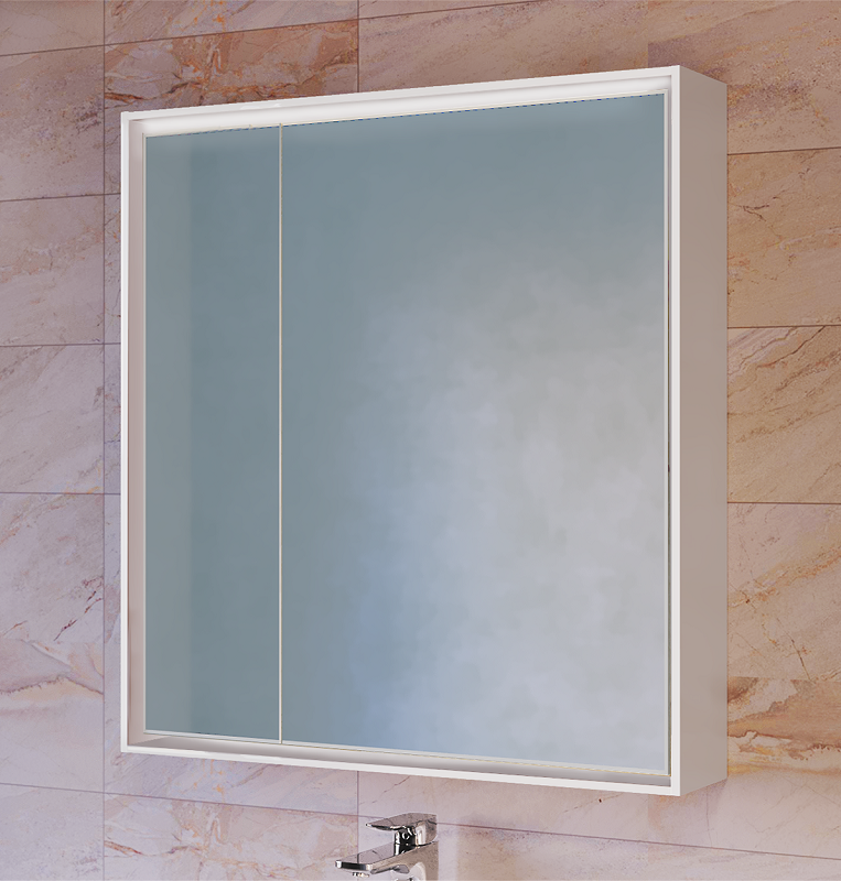 Зеркальный шкаф Raval Frame Fra.03.75/W, 75 см, с подсветкой, белый