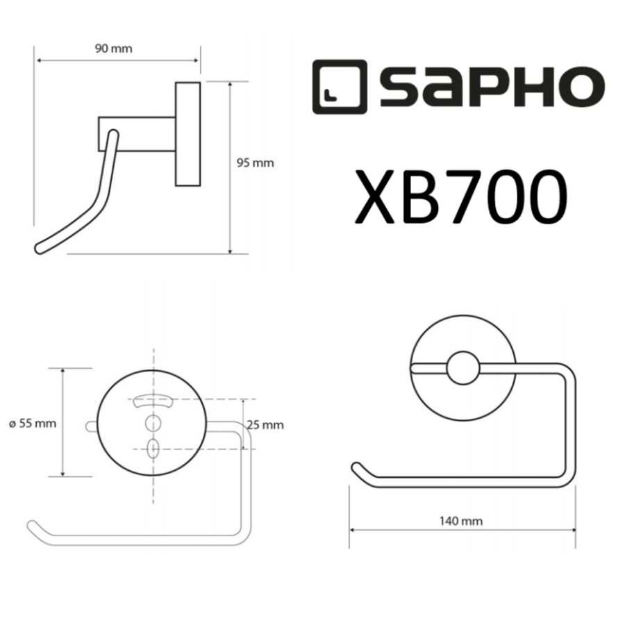 Держатель туалетной бумаги Sapho X-Round Black XB700 черный