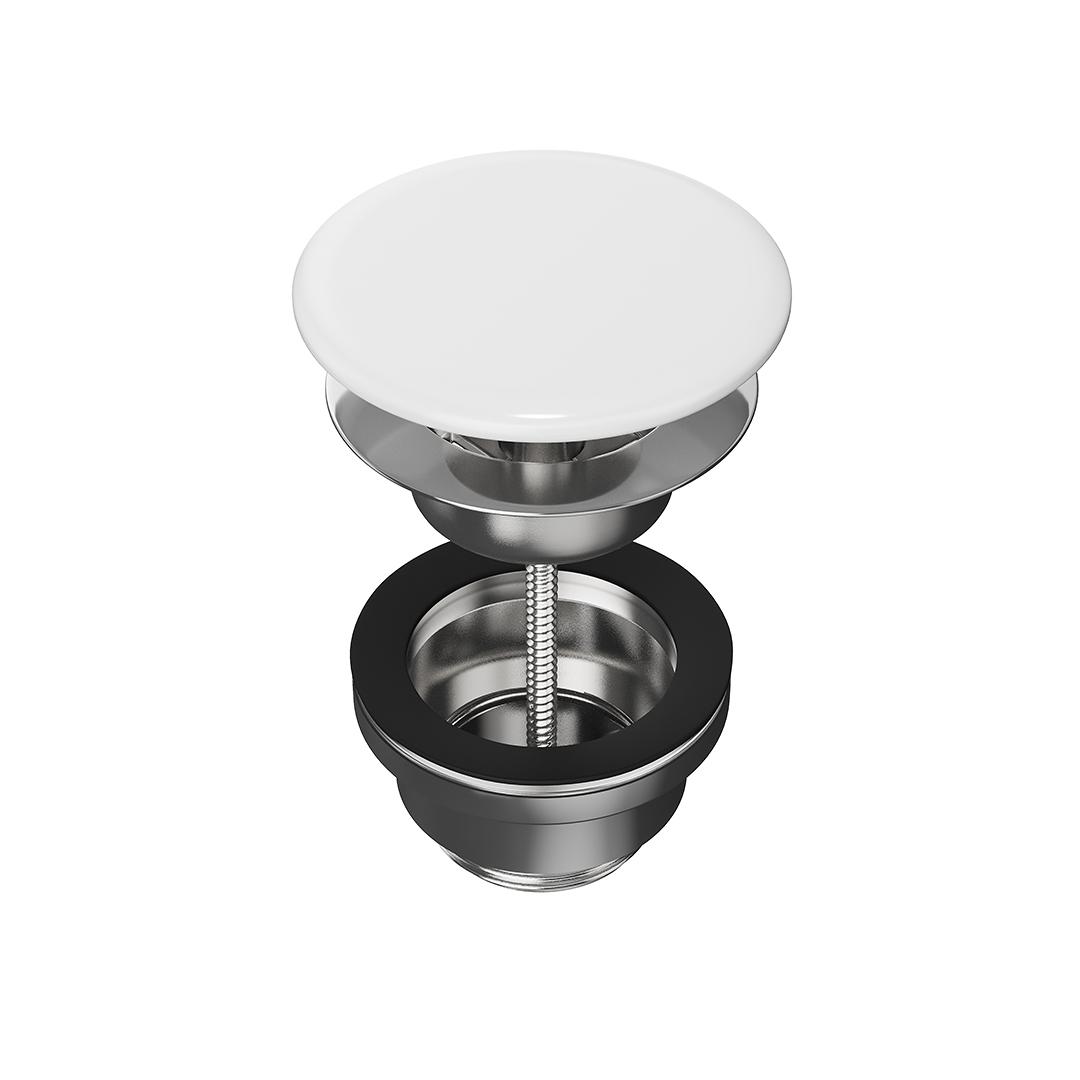 Донный клапан для раковины Kerama Marazzi Plaza DRR.1/WHT с керамической крышкой, глянцевый белый