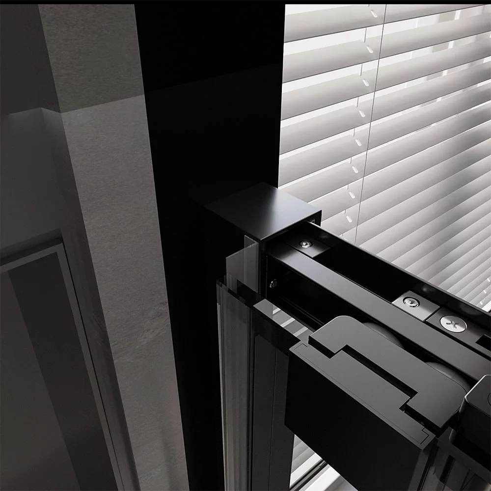 Душевая дверь Veconi Premium Trento PTD-30B, 140х200, черный матовый, стекло прозрачное