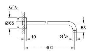 Кронштейн для верхнего душа Migliore Ricambi ML.RIC-36.108.CR, хром, 400 мм