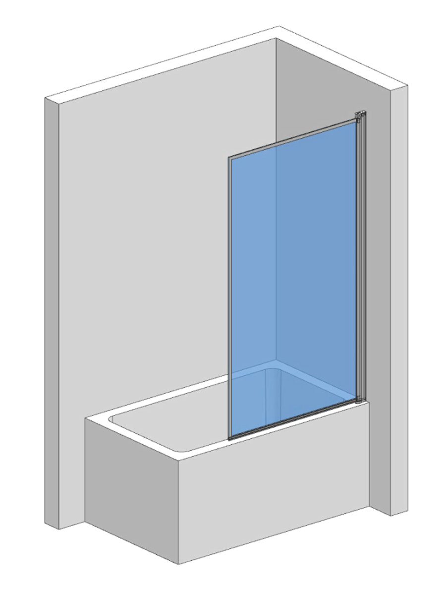Душевая шторка на ванну AQUAme 80х140 см AQM2859-R профиль черный, стекло прозрачное