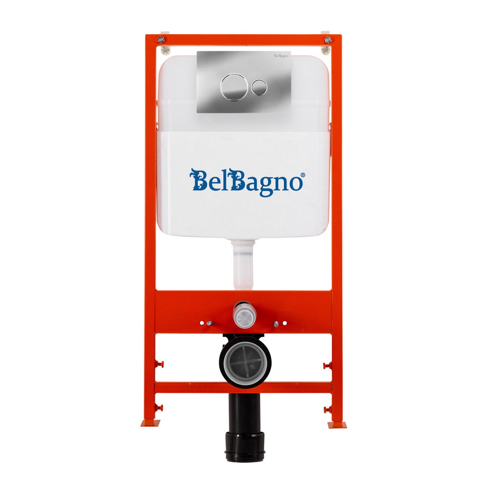 Инсталляция для подвесного унитаза BelBagno BB026/BB081CR с панелью смыва, хром глянцевый