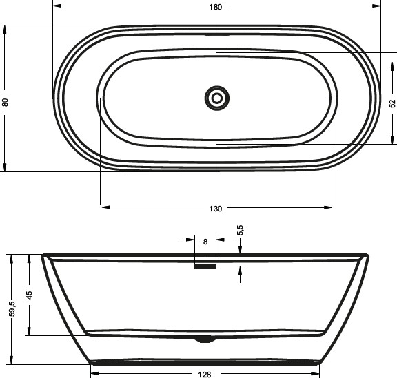 Акриловая ванна Riho Inspire 180 velvet BD02C2000000000