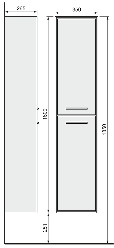 Шкаф-пенал Raval Frame 160 Fra.04.160/P/W-DS, подвесной, фасад - белый, корпус - дуб сонома