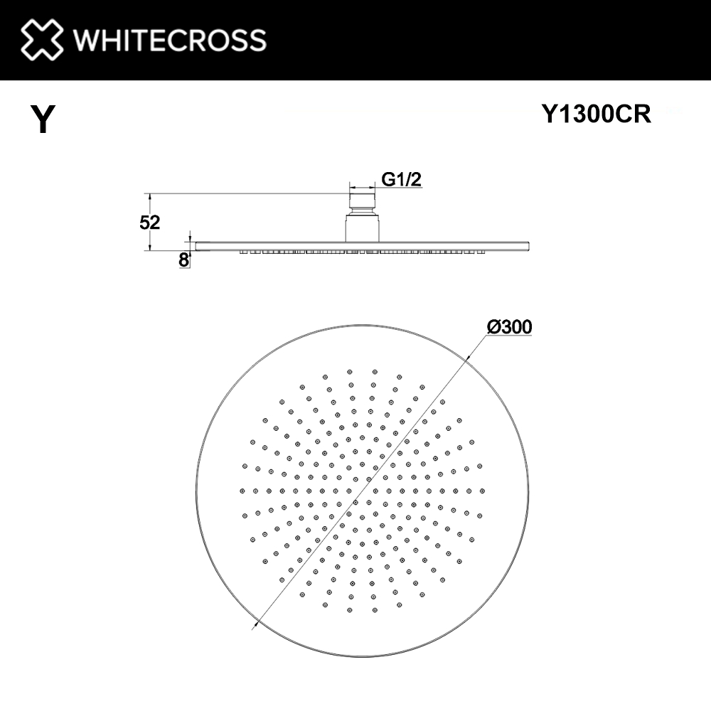 Верхний душ Whitecross Y chrome Y1300CR d 30 см., хром