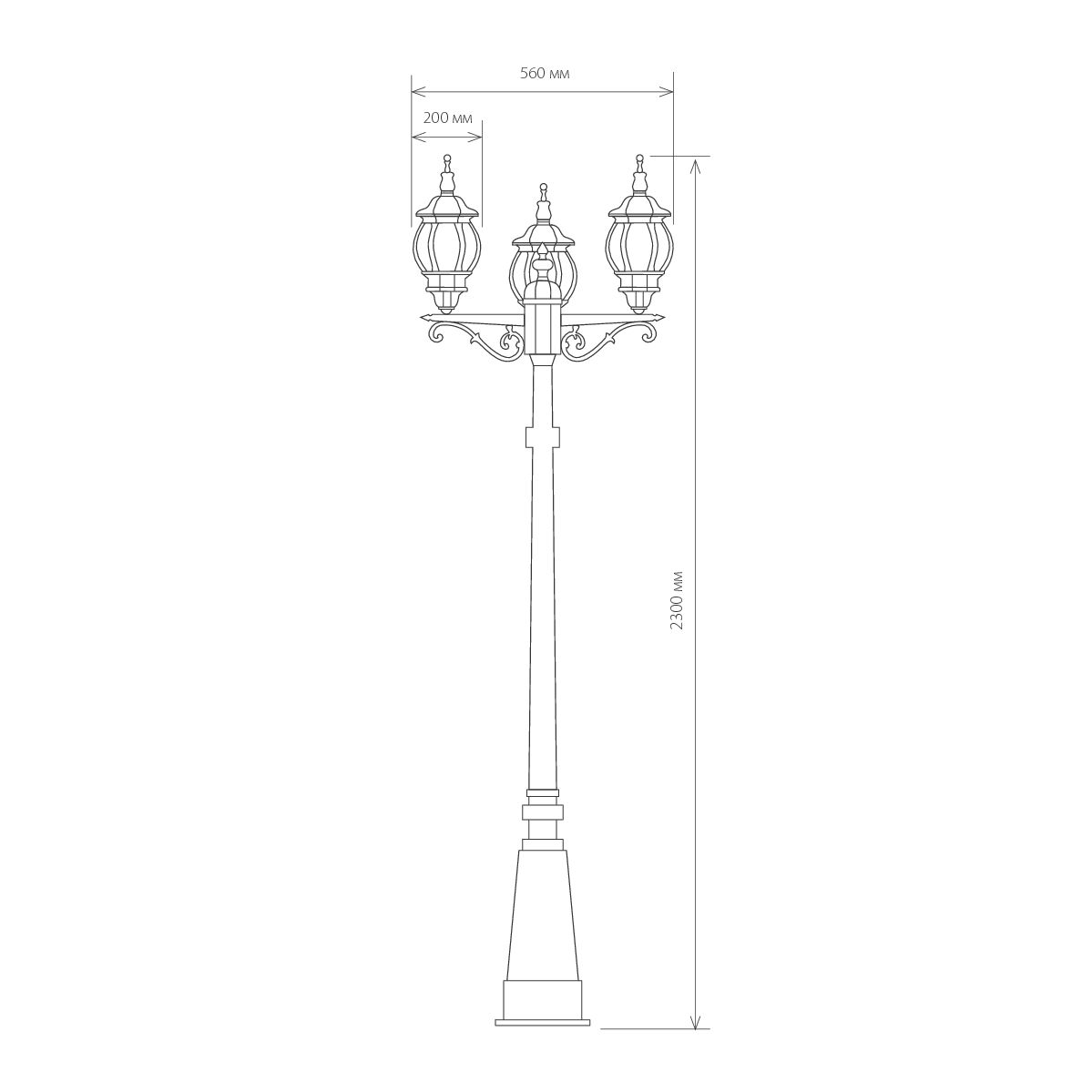 Уличный трехрожковый светильник на столбе IP33 Elektrostandard Farola NLG99HL005 4690389028229