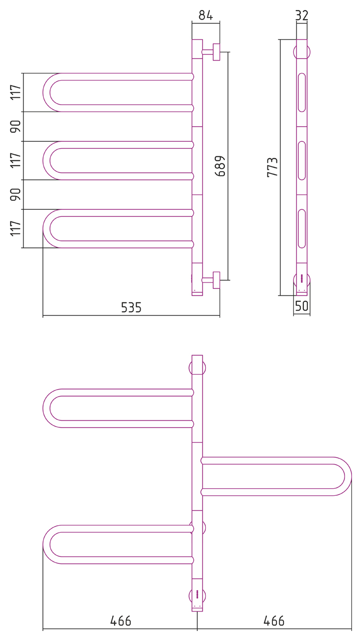 Полотенцесушитель электрический Сунержа Парео 4.0 77,3х53,5 см 00-0823-0773 без покрытия