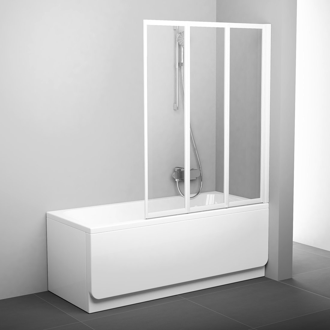 Шторка на ванну Ravak VS3 115+ прозрачное стекло, белый
