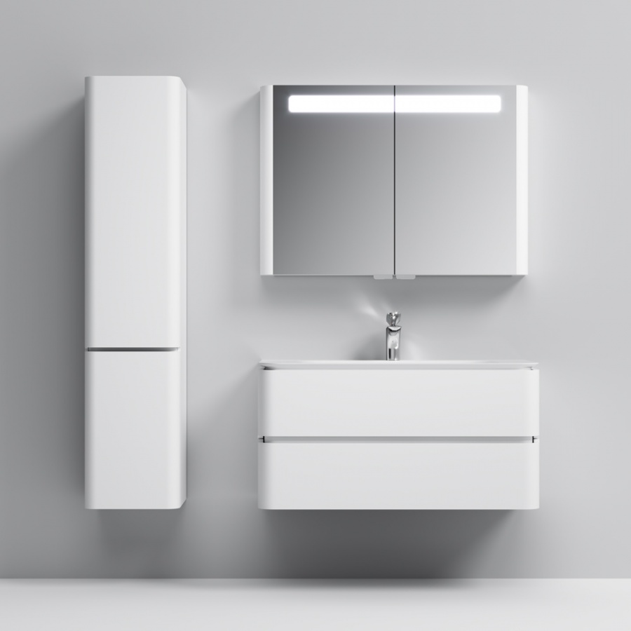 Зеркальный шкаф Am.Pm Sensation M30MCX1001WG, цвет - белый глянец, с подсветкой, 100 см