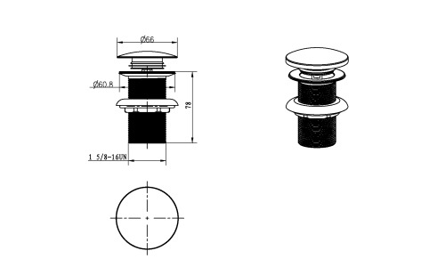 Донный клапан для раковины Boheme Brillante 612/2 с переливом