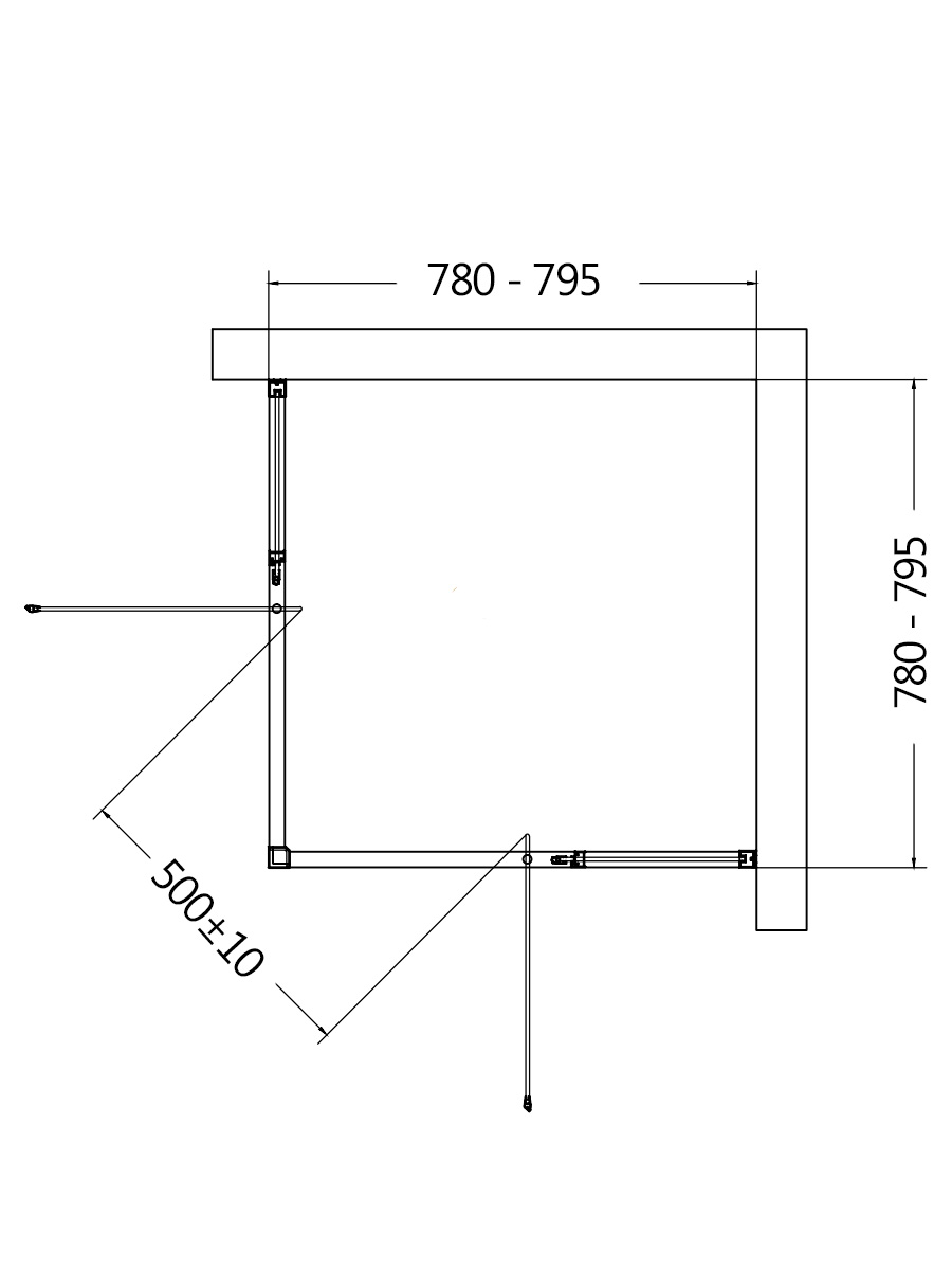 Душевой уголок AQUAme 80х80 см AQM7102-2-8 профиль черный, стекло прозрачное