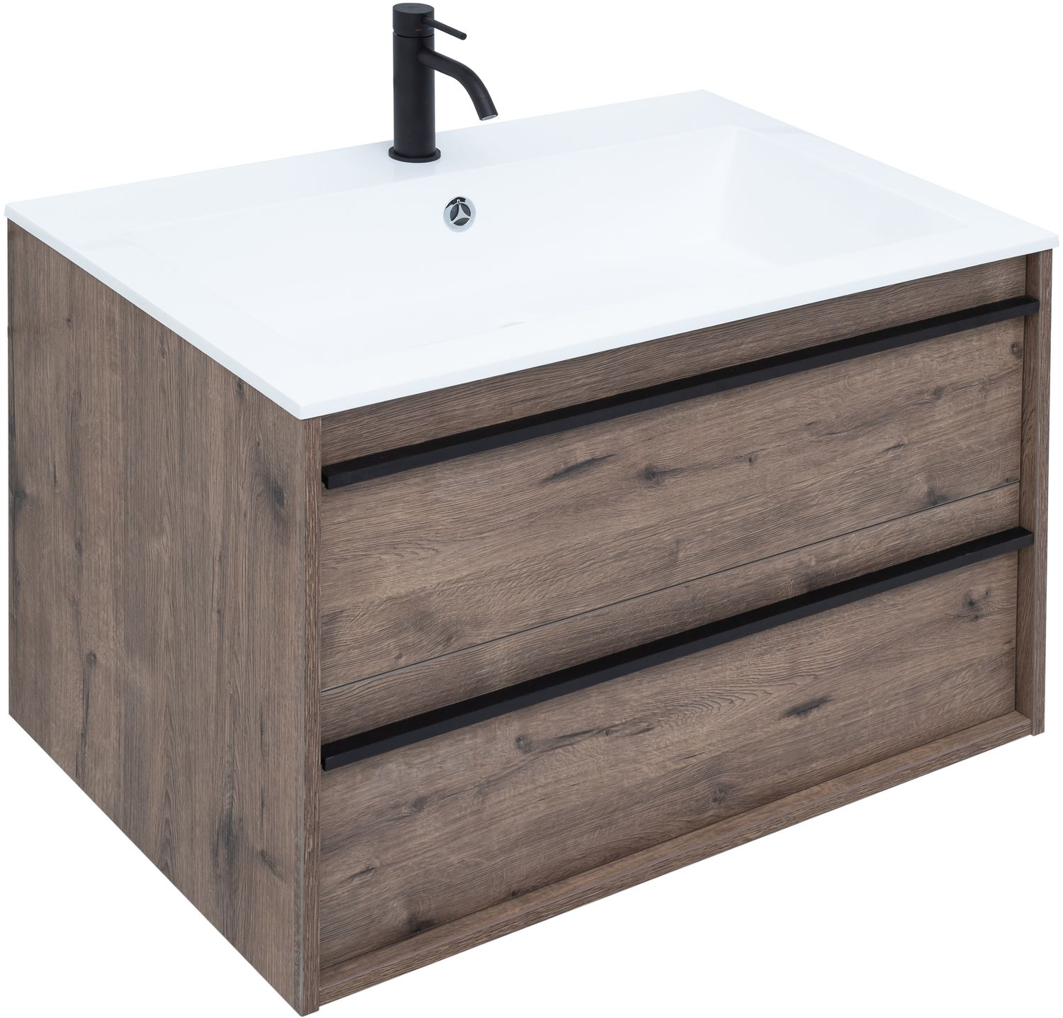 Комплект мебели для ванной Aquanet Lino 80 см, черный, коричневый