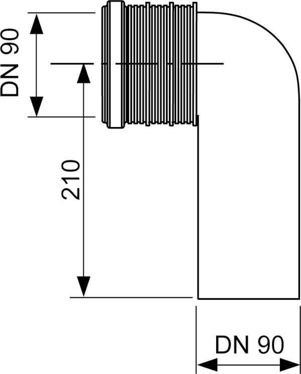 Отвод для унитаза TECE Profil 90° – DN 90/90, 9820134