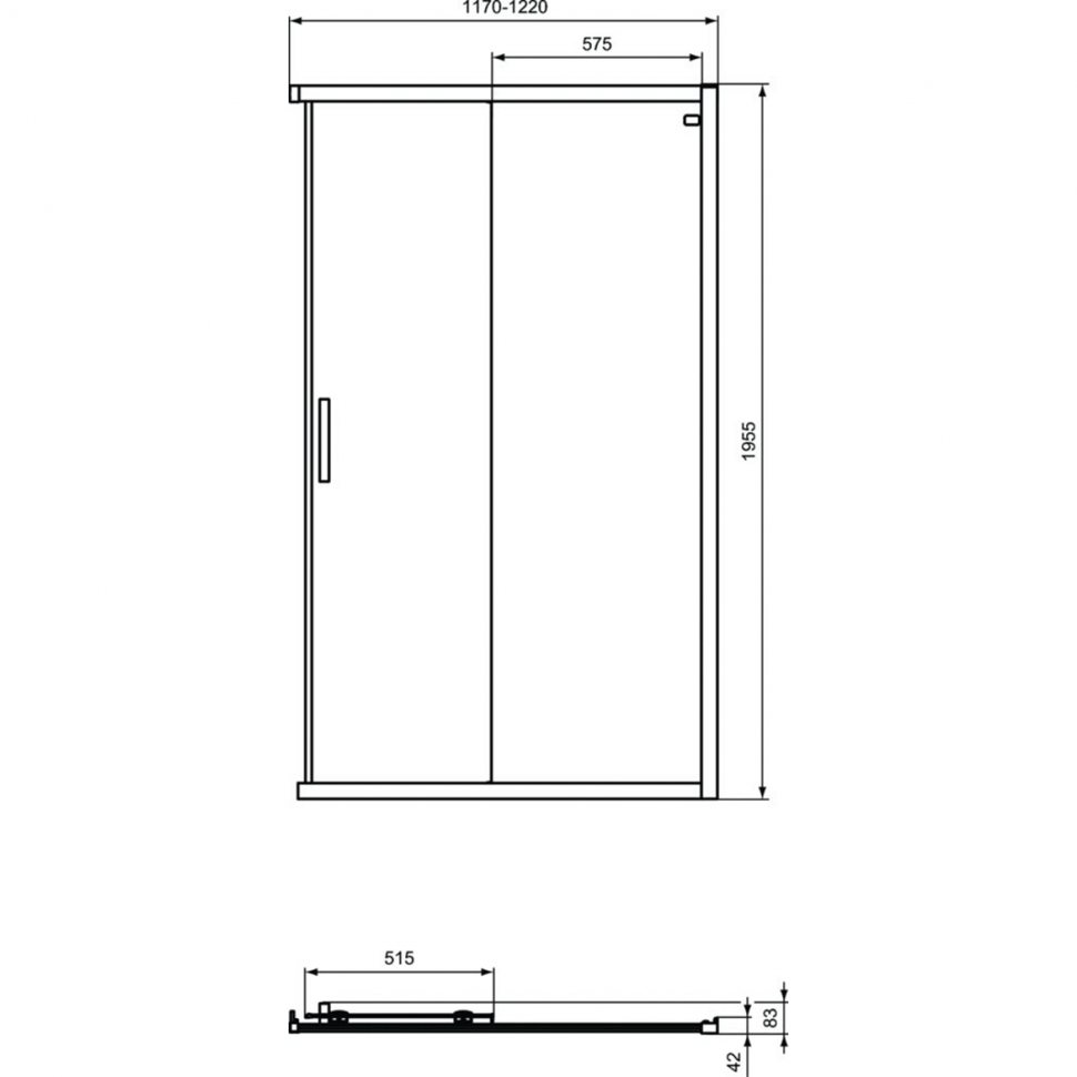 Реверсивная панель-дверь 120 см Ideal Standard CONNECT 2 Corner Square/Rectangular K9264V3