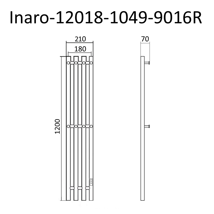 Полотенцесушитель электрический Маргроид Inaro 120х18 см Inaro-12018-1049-9016R матовый белый