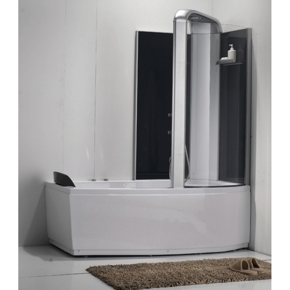Акриловая ванна 170х85 см Orans OLS-BT-9501-R с гидромассажем со шторкой и душем, белая