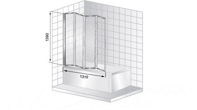 Шторка для ванны Ceruttispa 131 см Bouna B стекло прозрачное