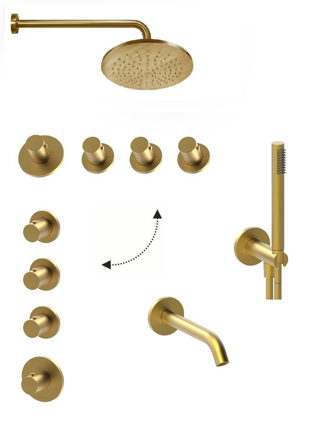 Душевой комплект Paffoni Modular Box, медовое золото брашированное, KITMB019HGSP045 