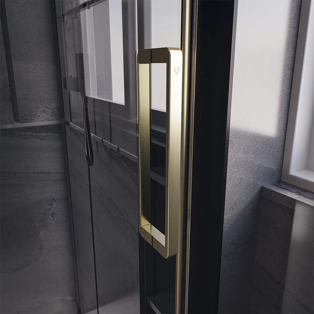 Душевая дверь Veconi Premium Trento PTD-40G, 120х200, золото, стекло прозрачное