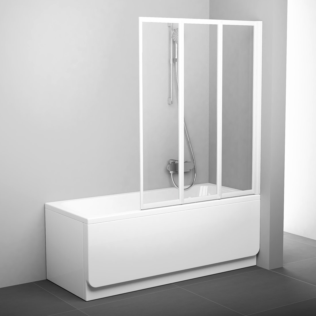 Шторка на ванну Ravak VS3 100+ прозрачное стекло, белый