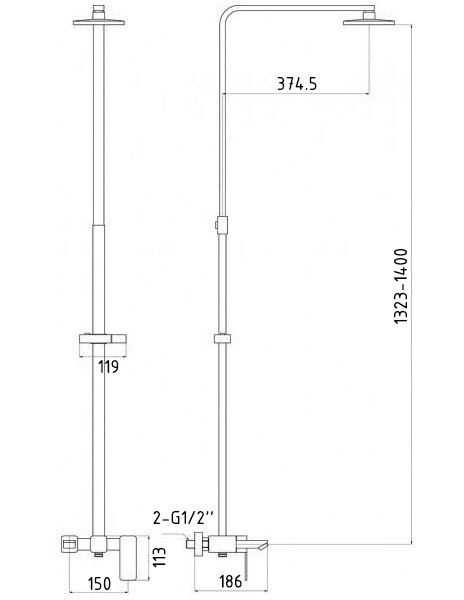 Душевая стойка Timo Selene SX-1013 Z, 3-х режимная, хром