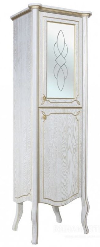 Шкаф-пенал Bellezza Грация Люкс 60 L/R, напольный, цвет белый с патиной золото 