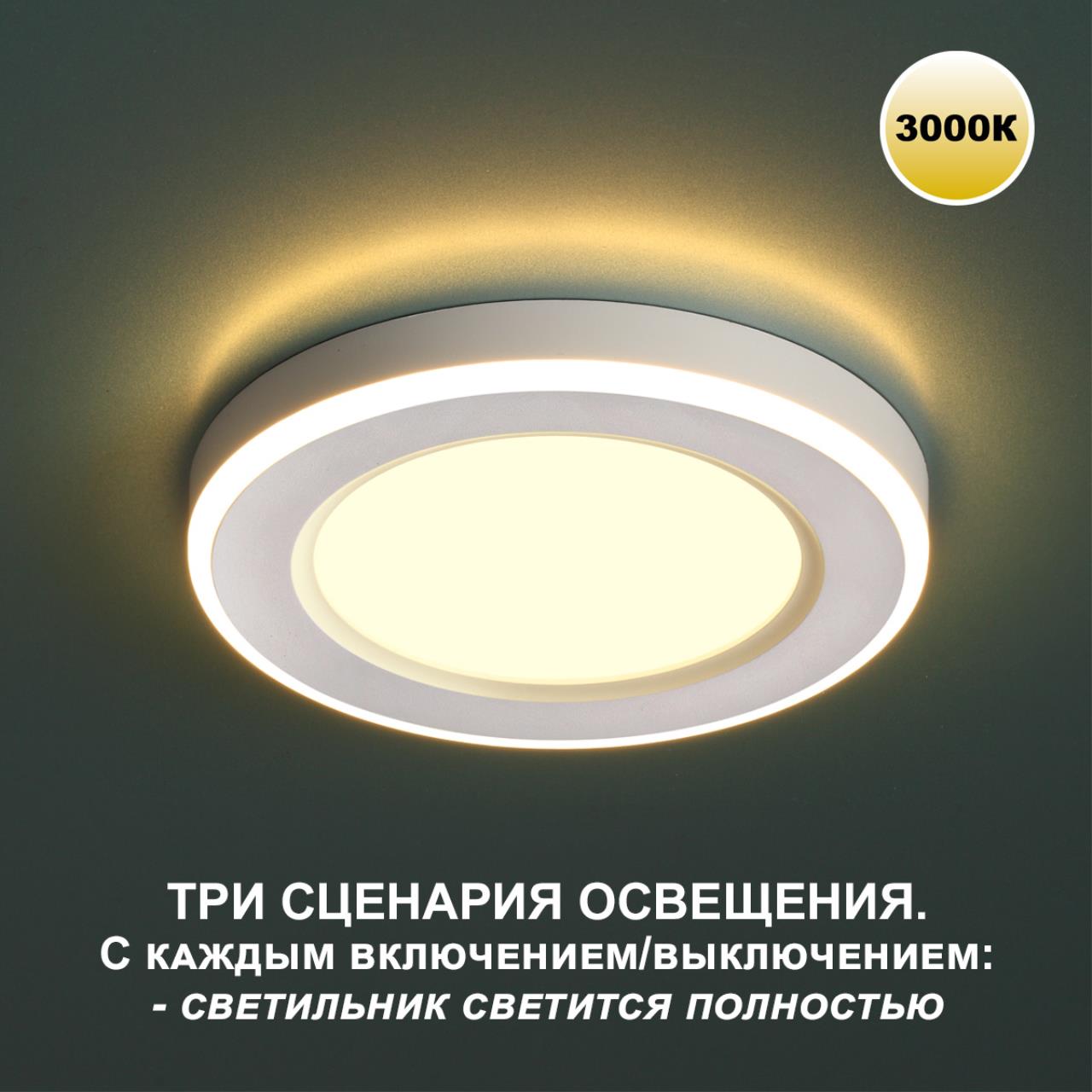 Светильник встраиваемый светодиодный IP20 LED 3000К 12W + 4W 100-265V 1120Лм SPAN 359020