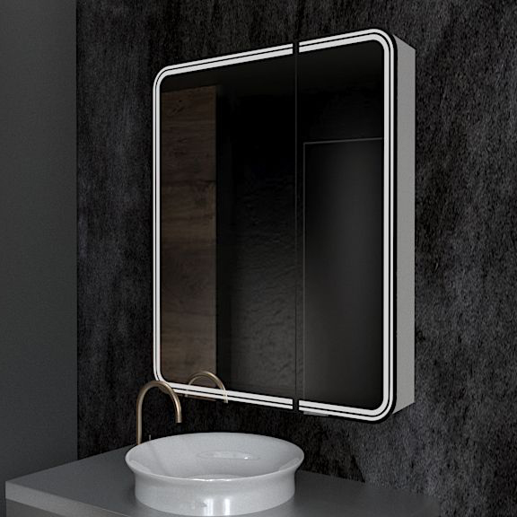 Зеркальный шкаф Art&Max Verona 70 см AM-Ver-700-800-2D-R-DS-F с подсветкой, белый 
