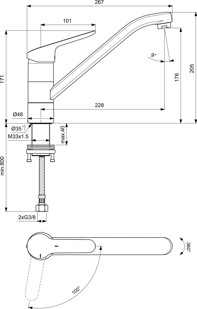 Смеситель для кухонной мойки Ideal Standard CERAFLEX BC132AA - изображение 3