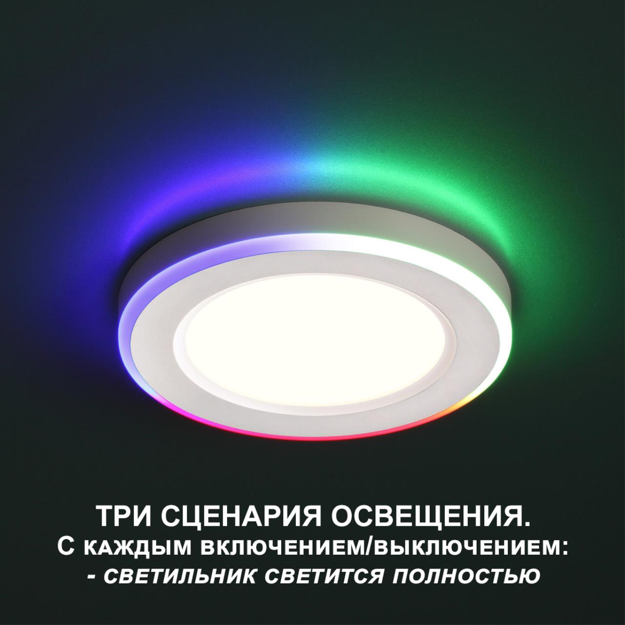 Светильник встраиваемый светодиодный IP20 LED 4000К + RGB 6W + 3W 100-265V 540Лм SPAN 359009