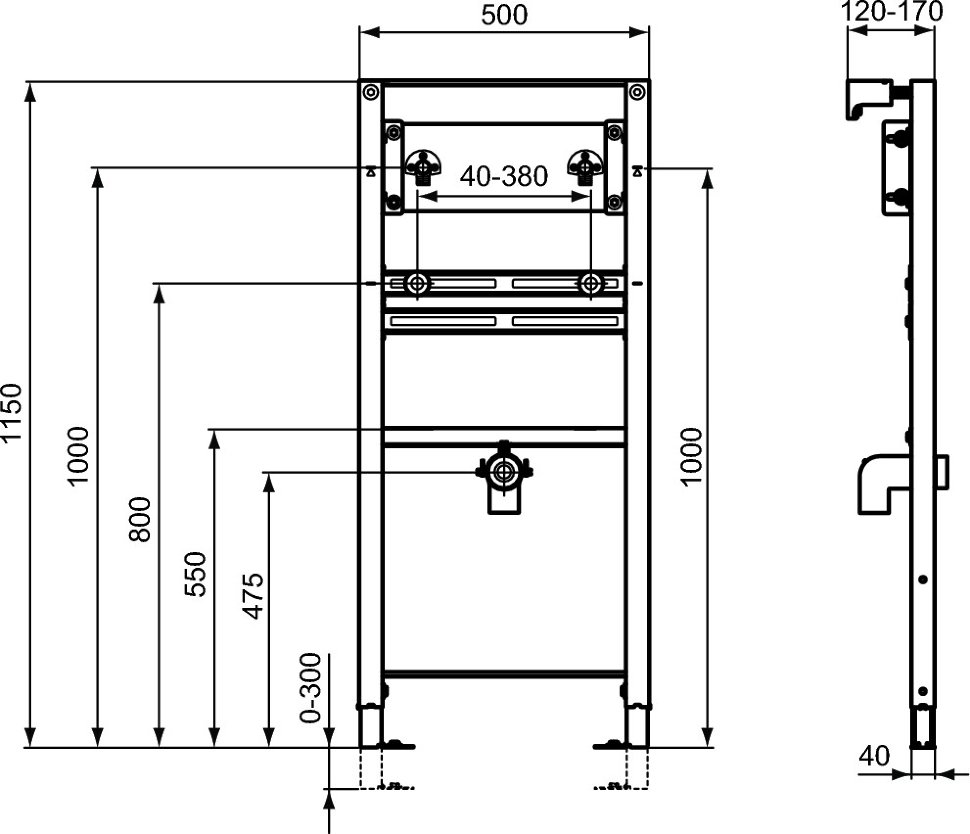 Система инсталляции подвесной раковины Ideal Standard PROSYS R016167