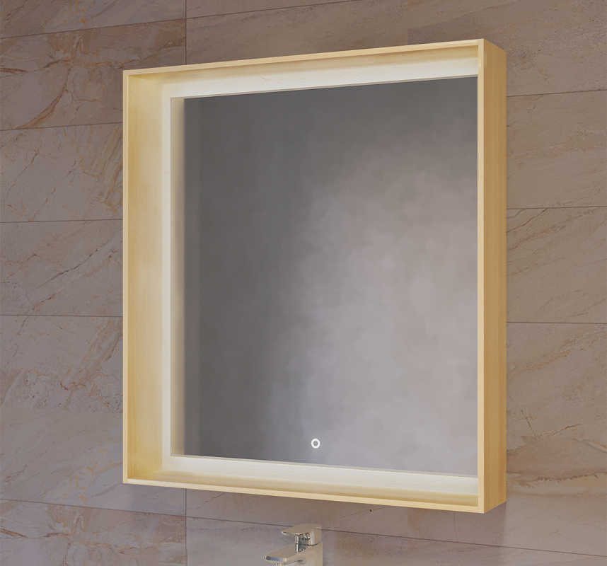 Зеркало Raval Frame Fra.02.75/DS, 75 см, с подсветкой, дуб сонома