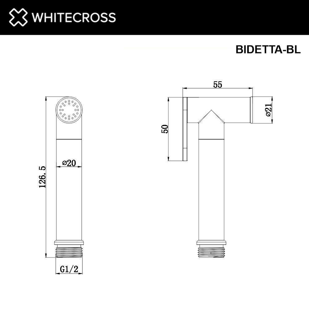 Гигиенический душ Whitecross Y black BIDETTA-BL , 1 режим, d 2,6 см., матовый черный