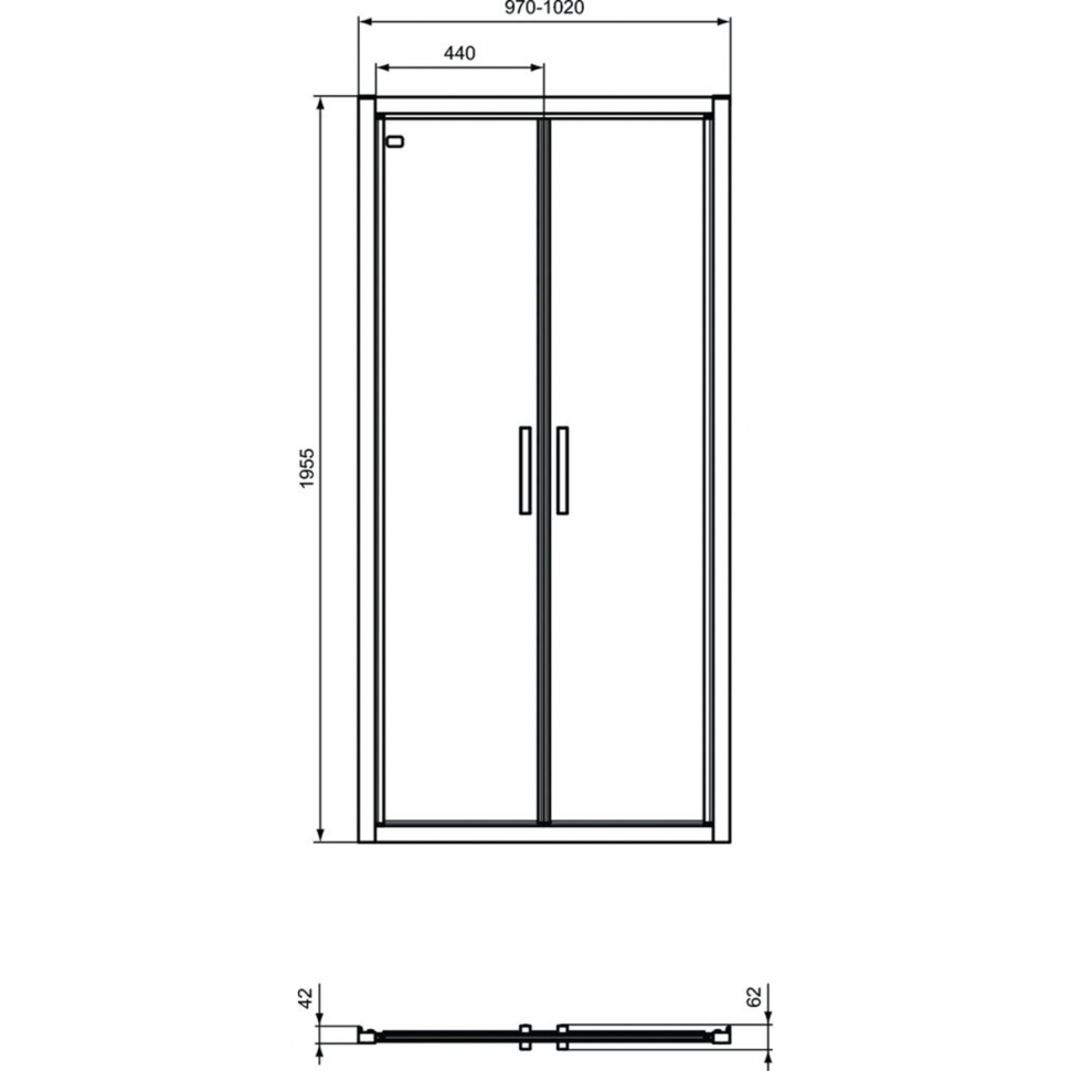 Двустворчатая дверь в нишу 100 см Ideal Standard CONNECT 2 Saloon door K9296V3