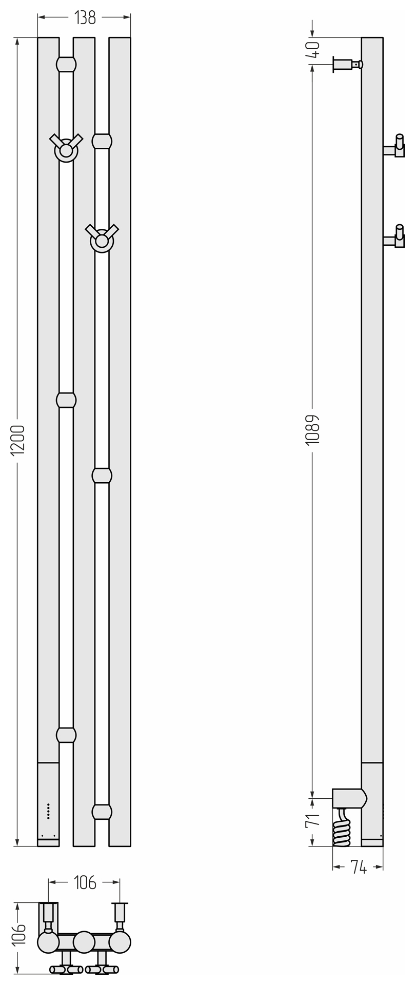 Полотенцесушитель электрический Сунержа Терция 3.0 120х13,8 см 00-5844-1211 без покрытия