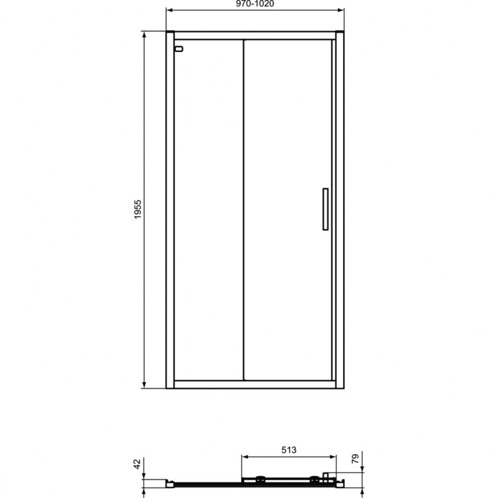 Сдвижная дверь в нишу 100 см Ideal Standard CONNECT 2 Sliding door K9273V3