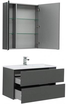 Комплект мебели для ванной Aquanet Алвита 90 серый антрацит