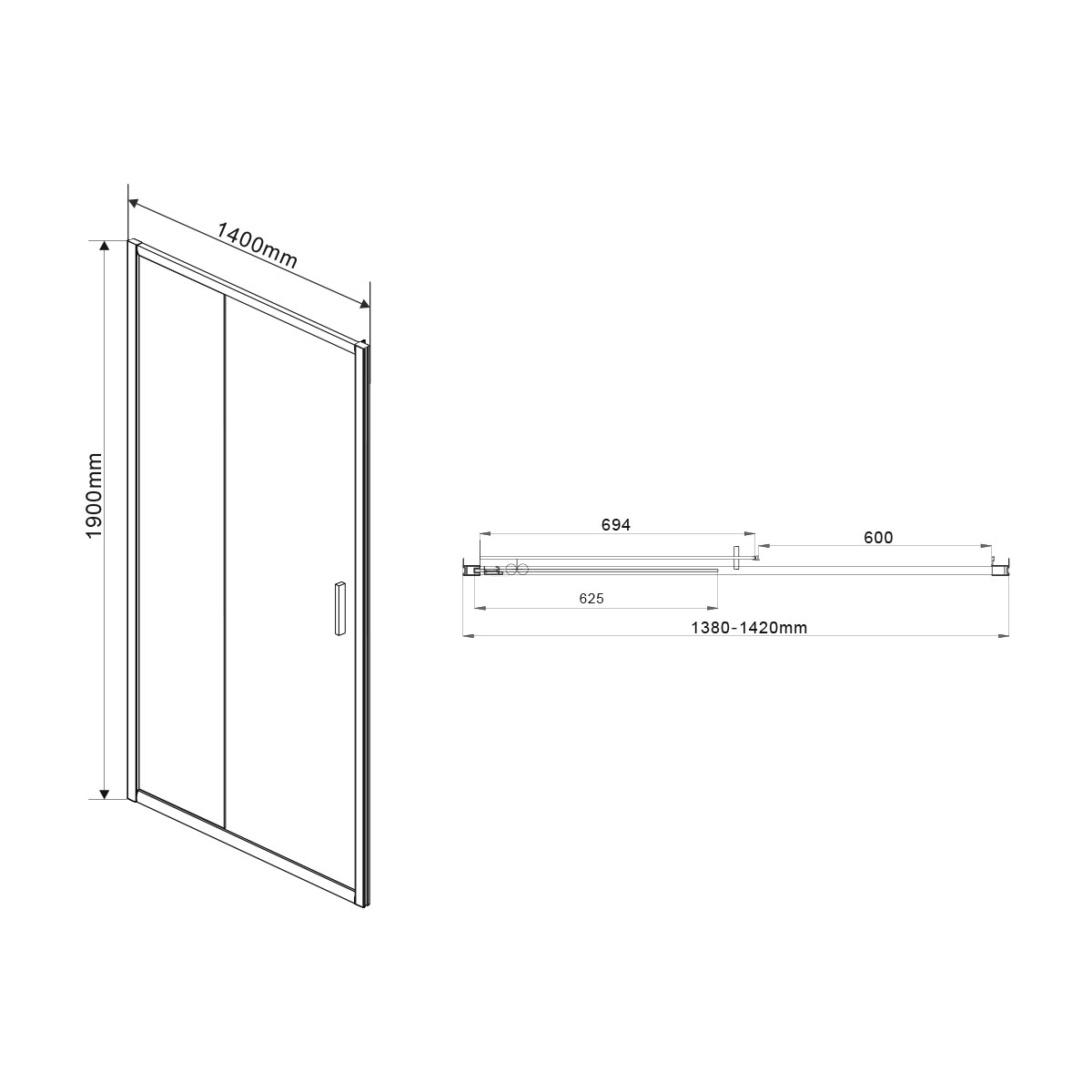 Душевая дверь Vincea Garda VDS-1G140CLGM, 140, вороненая сталь, стекло прозрачное