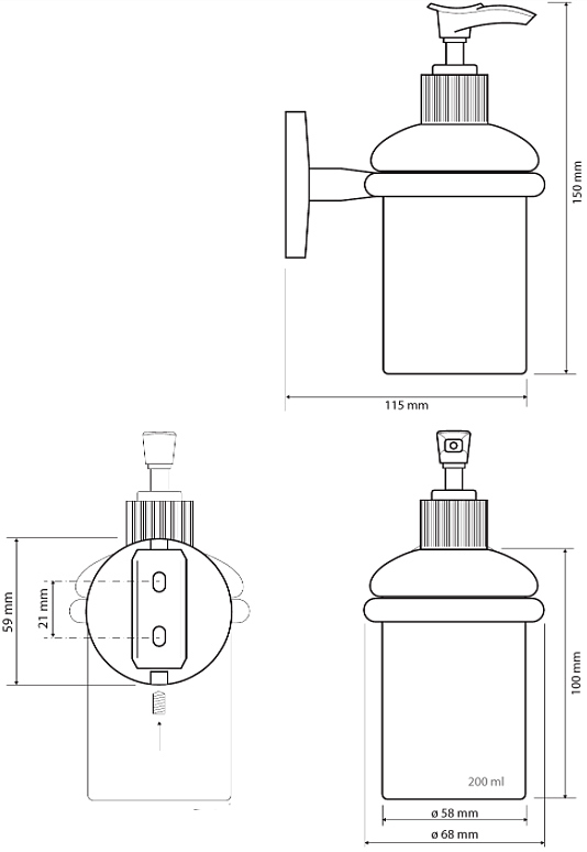 Настенный дозатор для жидкого мыла Bemeta Alfa 102408022