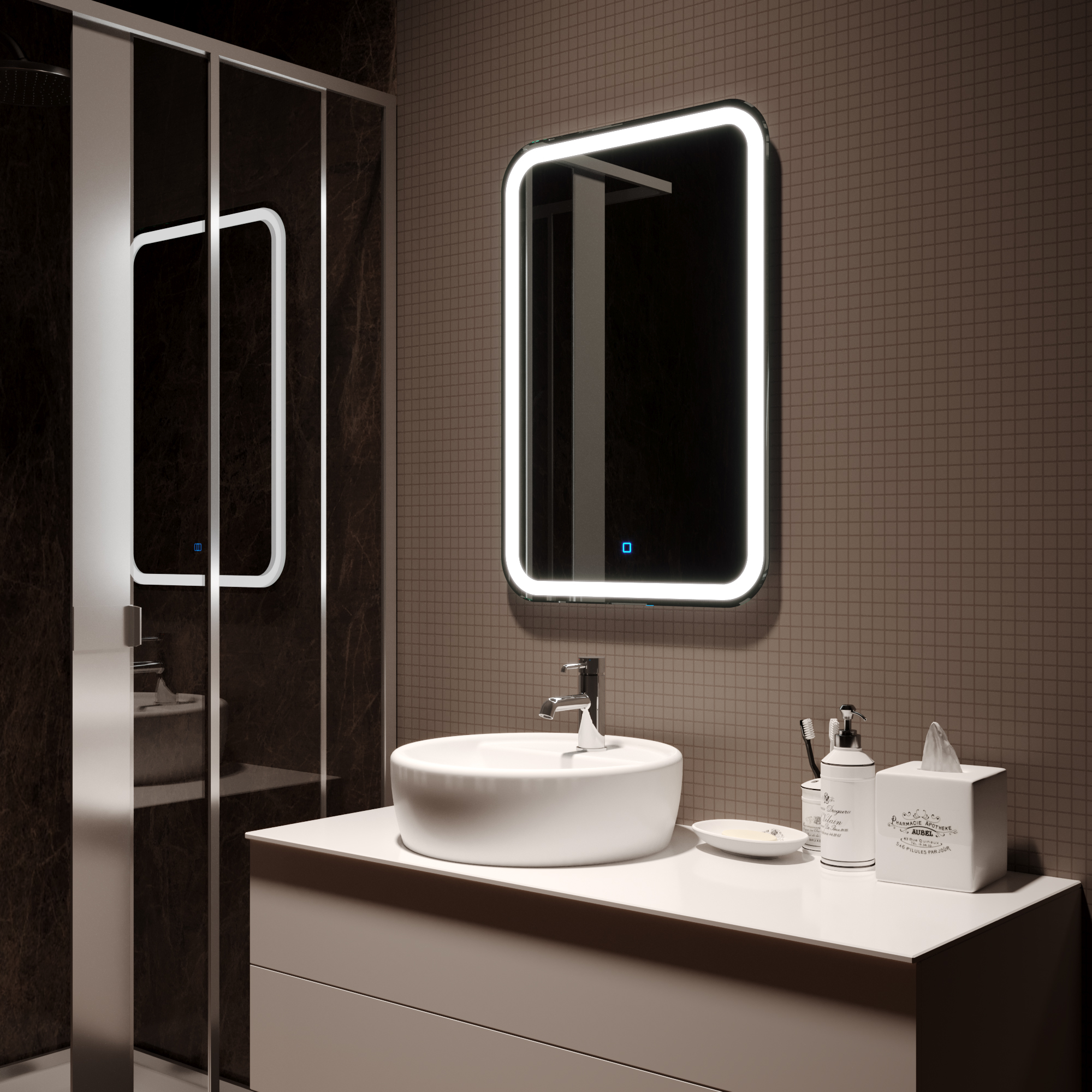 Зеркало Azario Мальта-8 55 см LED-00002378 с подсветкой