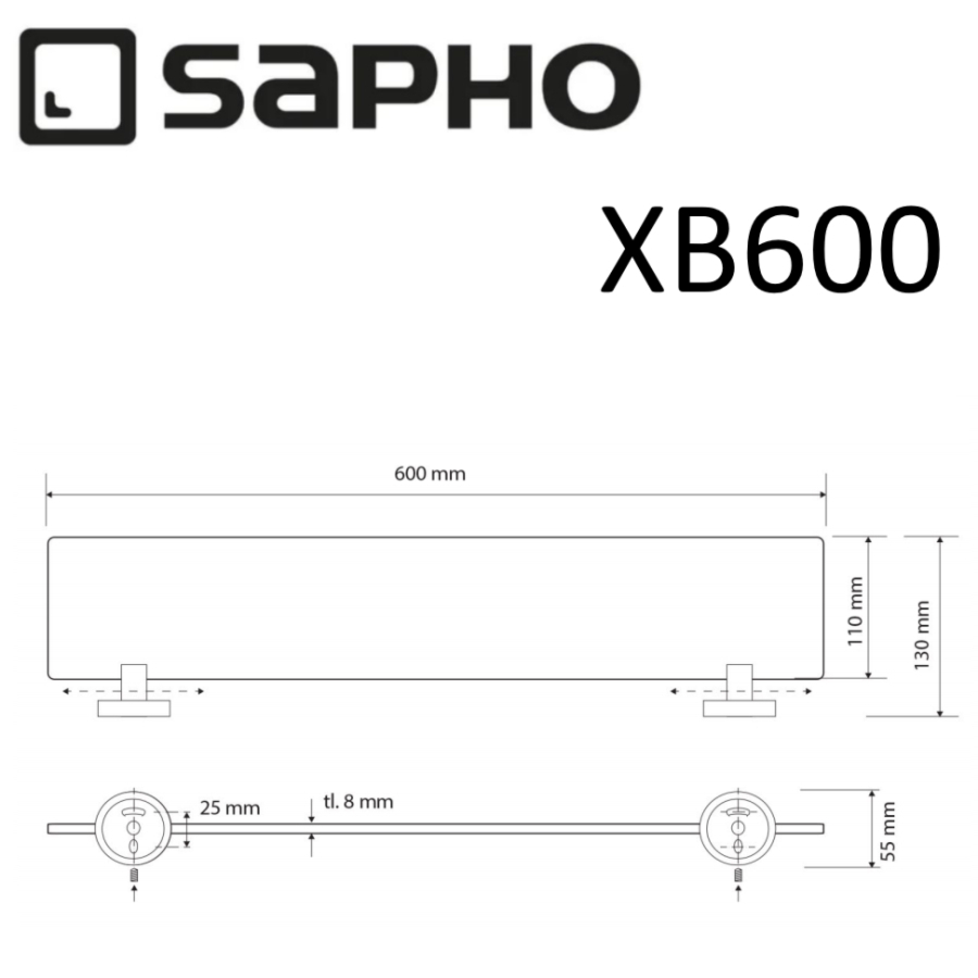 Полка Sapho X-Round Black XB600 черный