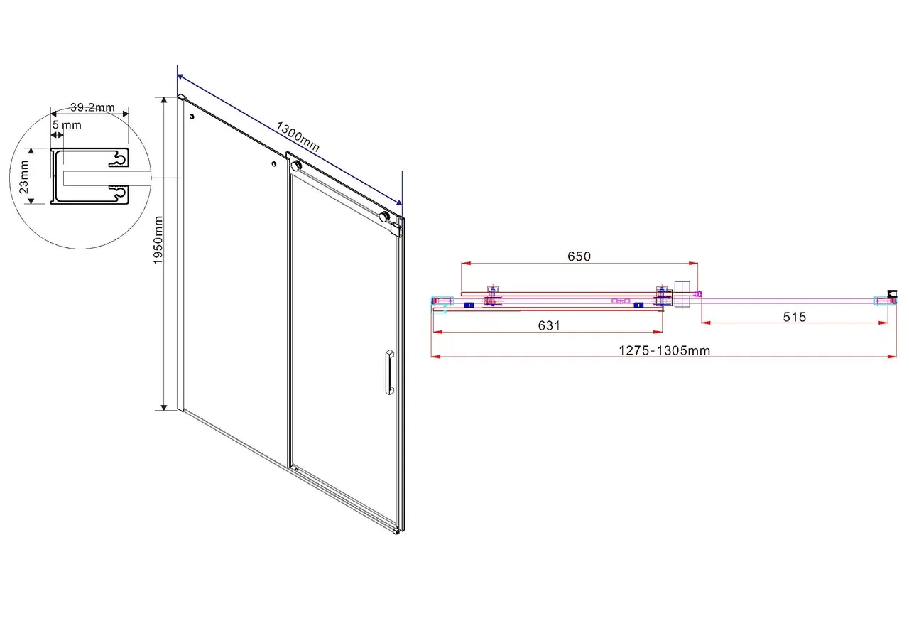 Душевая дверь Vincea Como 130 см хром, стекло прозрачное, VDS-1C130CL - изображение 6