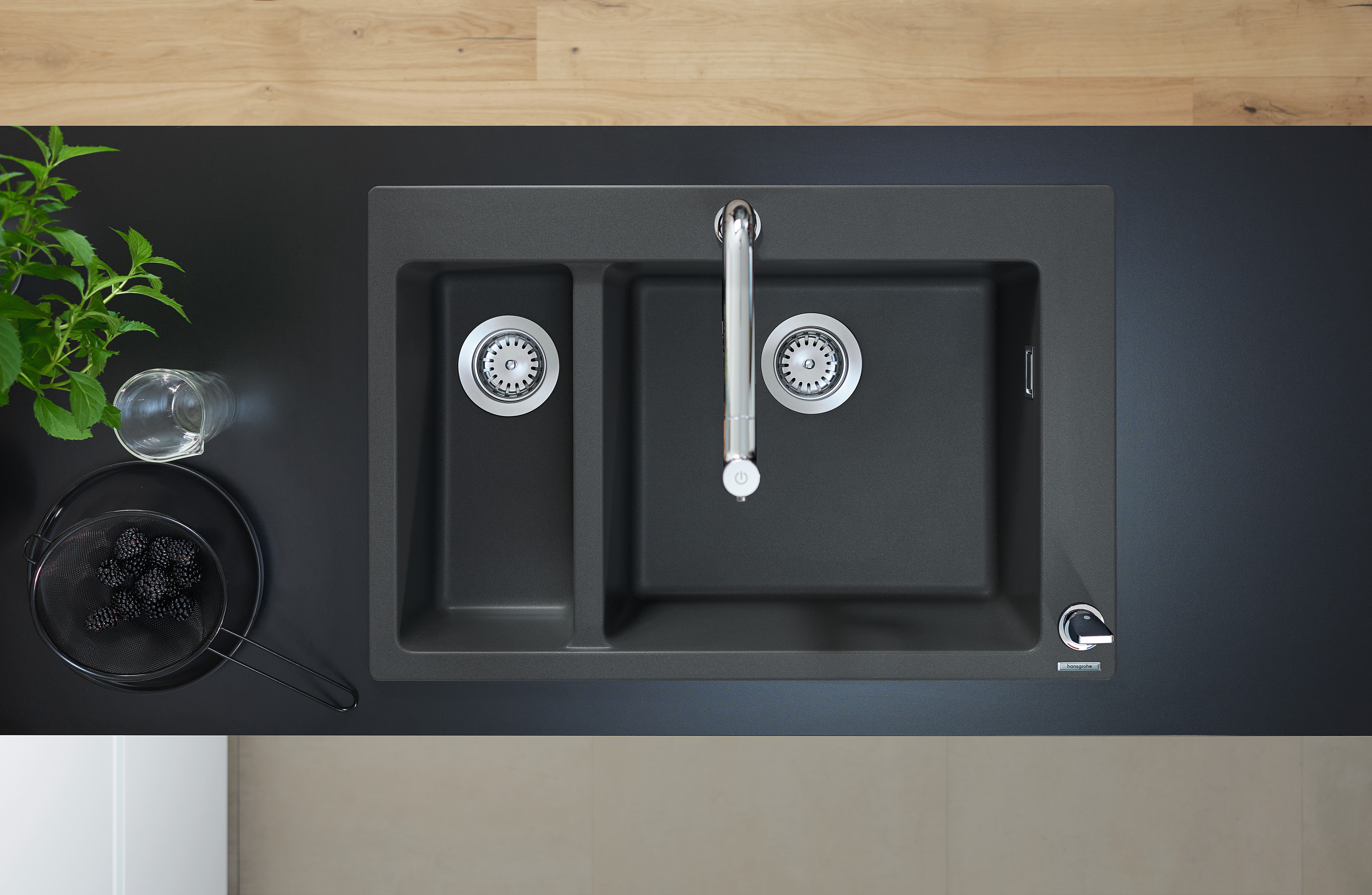 Кухонная мойка Hansgrohe S510-F635 43315170, черный графит