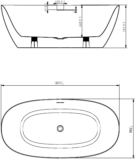 Акриловая ванна Art&Max Genova 150х75 см AM-GEN-1500-750, белый