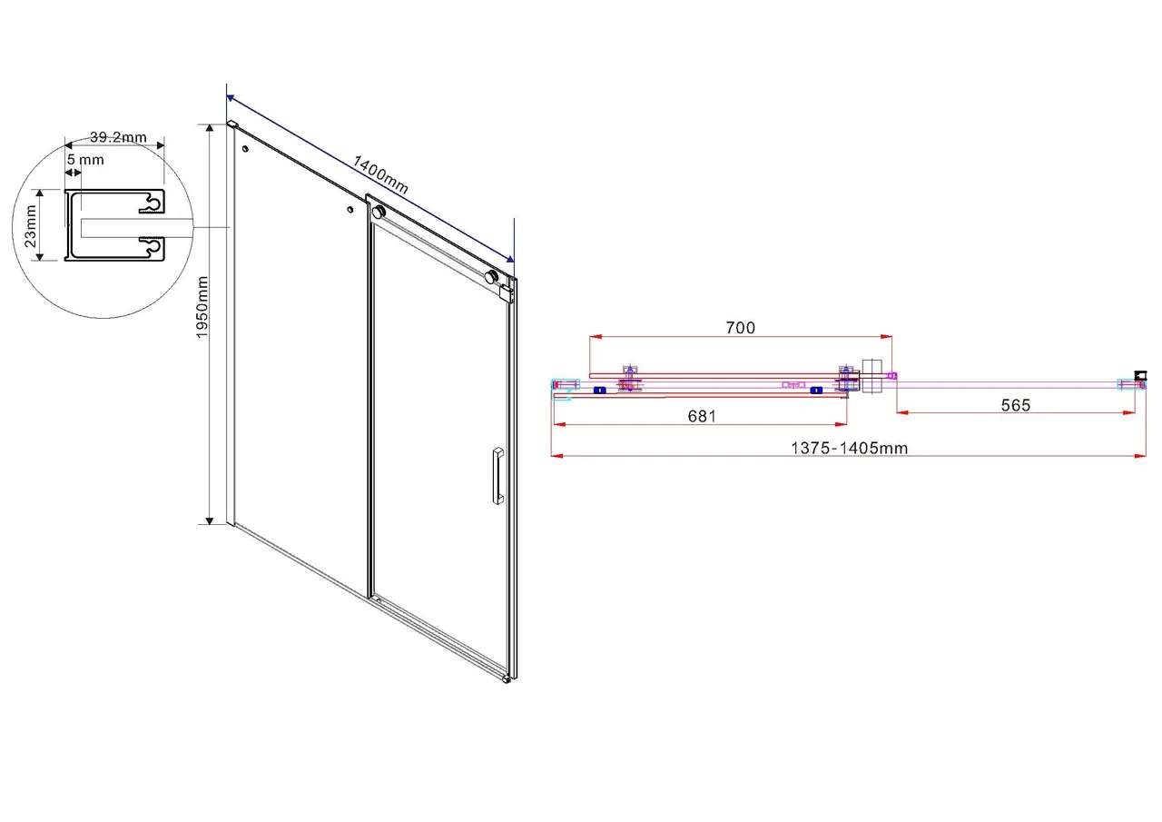 Душевая дверь Vincea Como 140 см хром, стекло прозрачное, VDS-1C140CL - 6 изображение