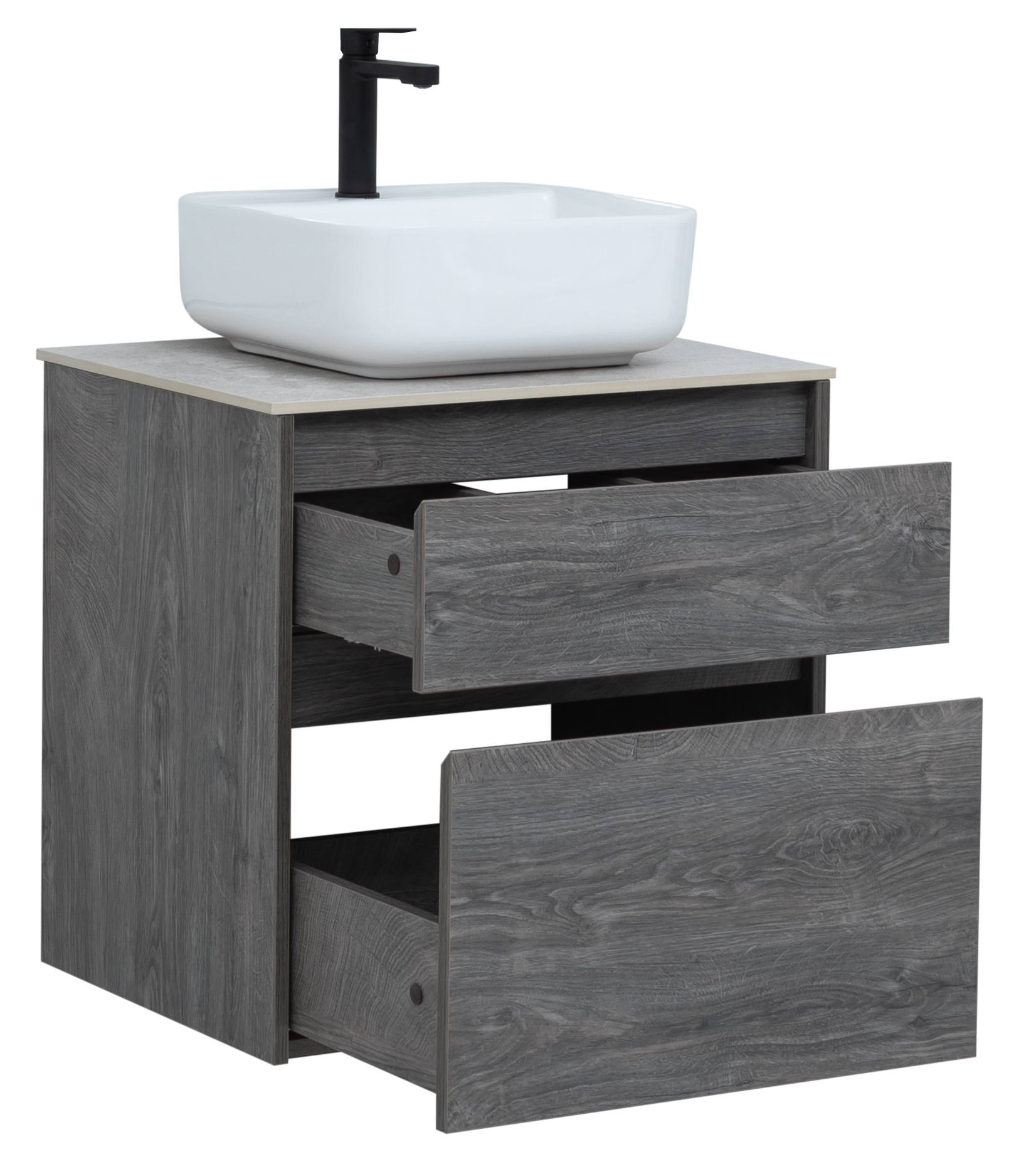 Комплект мебели для ванной Aquanet Nova Lite 60 см 242577, 2 ящика, венге, черный