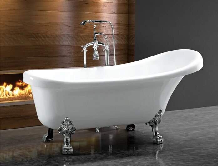 Акриловая ванна Ceruttispa Vico C-2015 на львиных алюминиевых хромированных лапах 170x75 C-2015