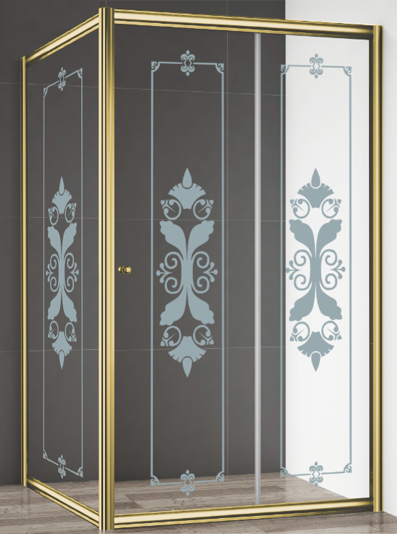 Душевая дверь в нишу Cezares Giubileo-BF-1 стекло с узором золото